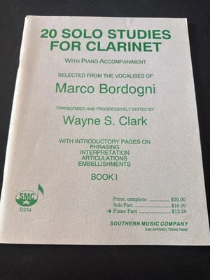 20 Solo Stidies For Clarinet by Marco Bordogni B234 SMC Music Book - Image 1 of 3