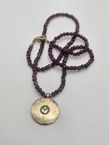 Satya Sterling Silver Vermeil Lotus Flower Pendant Garnet Beaded Necklace - Picture 1 of 13