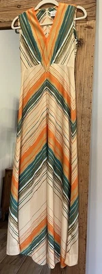 60s/70s Vintage Leslie Fay Original Groovy Sleeveless Maxi Dress In Size XS/S - Image 1 of 4