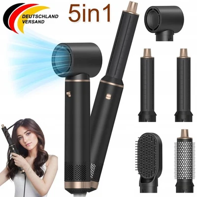 5 in 1 hair dryer curling, blow dryer brush curling iron hair styler round brush hot air - Image 1 of 4