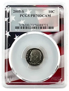 2005 S Clad Roosevelt Dime PCGS PR70 DCAM Flagge Bilderrahmen - Bild 1 von 2