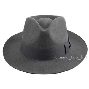 Nuevo Sombrero Británico 100% Lana Fieltro Hombres Fedora Borde Crudo Ala Satinado Forrado - Imagen 1 de 11