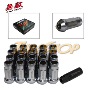 MUTEKI SR48 WHEELS LUG NUTS 12X1.25 1.25 ACORN RIM EXTENDED OPEN END 20 SILVER N - Picture 1 of 2
