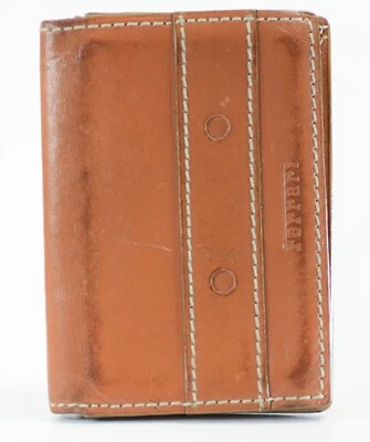 FERRARI Authentic Brown Leather Compact Card Case Wallet Made In Italy RARE - Image 1 of 4