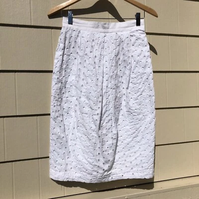 Falda lápiz plisada con ojales de algodón blanco ceremonia de apertura talla M Foto 1 de 4