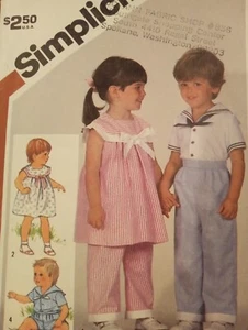 UC Vintage Toddler Sailor Collar Top Dress Pants Sewing Pattern Simplicity 5912 - Picture 1 of 2