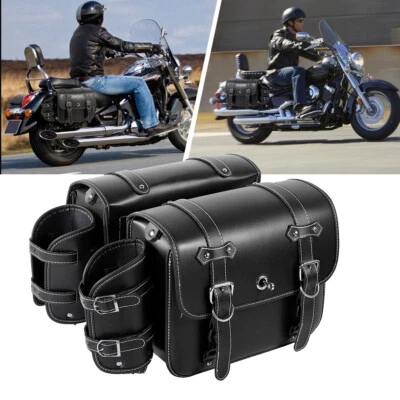 Saddlebags w/ cup holder For Kawasaki Vulcan VN 500 800 900 1500 1600 2000 US - Image 1 of 4