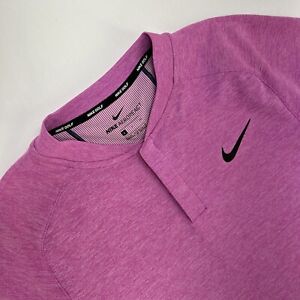Nike Aeroreact Golf 2 Snap Crew Neck Short Sleeve Shirt Mens S Pink Purple