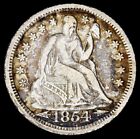 1854 USA. Liberty Seated Dime. Stars & Arrows. Philadelphia Mint. Silver-Copper.