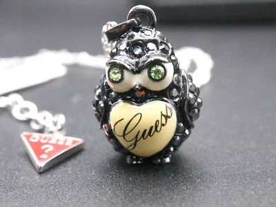 GOLDJUNGE69 * GUESS KETTE & ANHÄNGER SET ZIRKONIA SCHWARZE *EULE* FUNKELND NEU!  - Bild 1 von 4