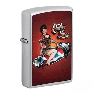 NEW BARBER SHOP PIN UP ZIPPO OFFICIAL PETROL LIGHTER DESIGN WINDPROOF Z46073 - Picture 1 of 3