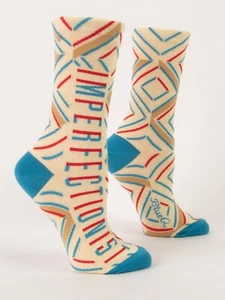 Blue Q Womens Crew Socks Imperfectionist Size 5-10 Red White Blue - Picture 1 of 1