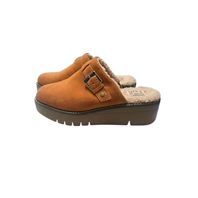 Naturalizer Mules Clogs Suede Faux Fur Lined Buckle Accent Platform Size 7.5 - Image 1 of 4