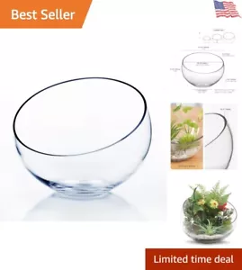 Unique Handcrafted 11" Slant Cut Glass Vase for Home Office & Event Decor - Picture 1 of 11