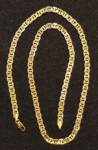 6MM Wide 14K Gold Plated  Chain Necklace - 23 1/2 in -LONG Textured see pictures - Picture 1 of 3