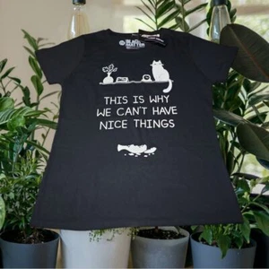 Camiseta Black Matter Nice Things Cat Negra 2X NUEVA *Funciona Pequeña - Imagen 1 de 7