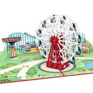 POP UP 3D Klappkarte *Riesenrad* Gondel Jahrmarkt Rummel Freizeitpark Achterbahn - Bild 1 von 5