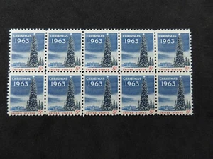 US stamps sc #1250 christmas tree 5c 1963 Block of 10 Ten MNH - Picture 1 of 1