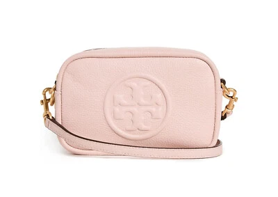 全新带标签 Tory Burch Perry Bombe 迷你皮革斜挎包贝壳粉色正品 — 第 1/4 张图片