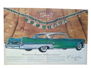 Anuncio de colección Cadillac para automóvil impreso, verde 4 puertas aletas traseras grandes vehículo de lujo - Imagen 1 de 1