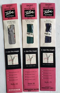 Vintage Talon 3 Zipper Pack Metal 3 Colors Skirt Neckline 7" Style 25 - Picture 1 of 4