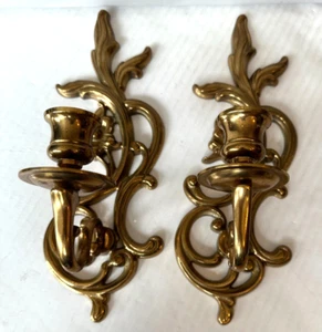 Apliques de pared de latón lacado vintage candelabros 11,75" juego de 2 pares India - Imagen 1 de 15