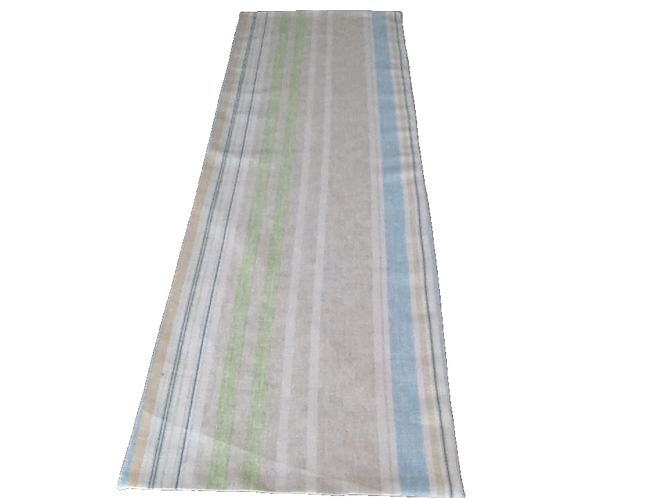 Laura Ashley Irving Duck Egg Striped Table Runner Linen Fully Lined. New!  - Image 1 of 1
