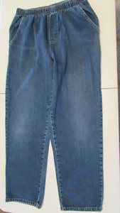 Pantalones de mezclilla para mujer 10 promedio cintura elástica azul jersey POR CIERVO BLANCO - Imagen 1 de 5