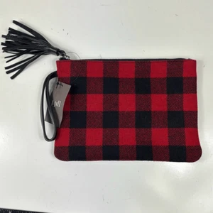 Borsa a mano pochette J Jill bufalo rosso a quadri da polso nappa morbida - Foto 1 di 8