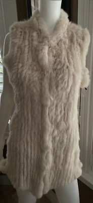 Rabbit Fur Long Vest Size Small New Off White, Love Token - Image 1 of 4
