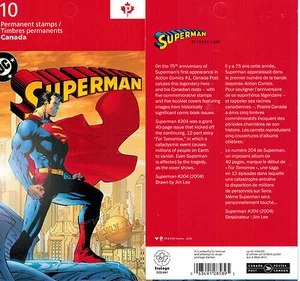 SUPERMAN 75TH -SUPERMAN #204 COVER -BOOKLET of 10 STAMPS -CANADA 2013 -MINT - Picture 1 of 2