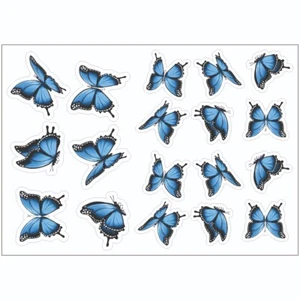 Blue Butterfly Sticker Sheet Decal Girls Wall Self Adhesive Vinyl A4 PS0409 - Picture 1 of 1