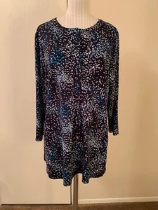 CROFT & BARROW WOMENS PULLOVER TUNIC TOP 3/4 SLEEVE ROUND NECK MULTICOLOR XL - Picture 1 of 12
