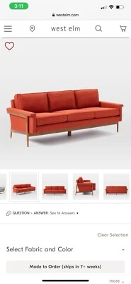 3-местный диван Red West Elm в отличном состоянии - БЕЗ ДОСТАВКИ/ТОЛЬКО САМОВЫВОЗ - Изображение 1 из 4