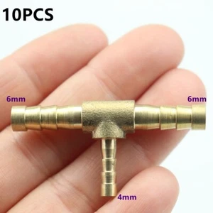 Reducer Hose ID Tee 3-Way Hose Barb Brass Fitting Fuel Connector 1/4"X1/8" X1/4" - Picture 1 of 5