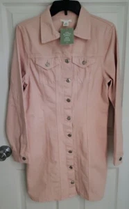 H & M Light NWT Pink Long Denim Women's Size M Jacket 2 Pockets - Picture 1 of 4