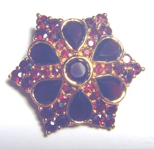 PIN ESTRELLA ESTERLINA VICTORIANO Genuino PERA Y GRANATE REDONDO Vermeil - Imagen 1 de 3
