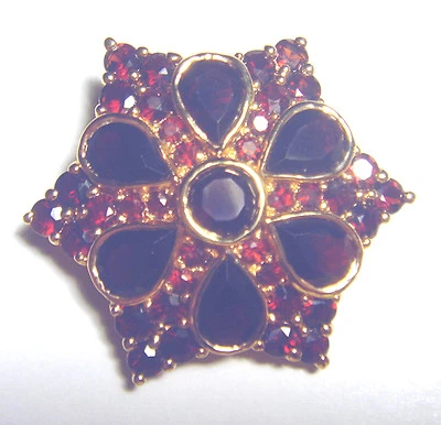 VINTAGE Genuine PEAR & ROUND GARNET Vermeil STERLING STAR PIN - Изображение 1 из 3