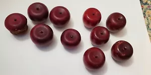 Lotto 10 Mela Rosso Scuro Legno Frutta Finta Decorativa Decorazione Artificiale - Foto 1 di 5
