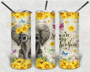 Gobelet 20 ou 30 oz | Éléphant | Soleil | Tournesol | Isolé | Maigre - Photo 1 sur 1