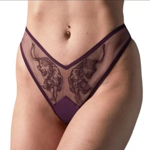 Thistle and Spire Woman 3X Tigris Thong Cordial Purple Tiger Embroidered NWT - Picture 1 of 6