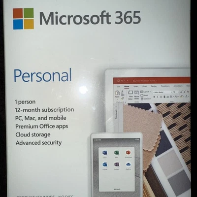 NEW SEALED Microsoft 365 Personal–Physical Box, 1 User, 12-Month Subscription. - Image 1 of 2