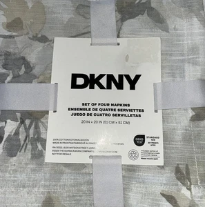 DKNY Baumwolle Grau Blumen Set Servietten 20 X20 Zoll - Bild 1 von 4