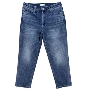 Hint of Blu Straight Leg Crop Jeans Women Size 30 Blue High Rise Stretch Denim - Picture 1 of 13