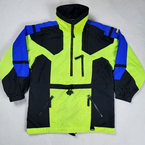 Giacca da sci neve Obermeyer junior taglia 10 verde fluo 1/2 zip pullover cappuccio - Foto 1 di 15