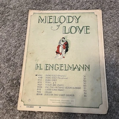 MELODY OF LOVE BY ENGELMAN Piano Solo Vintage Sheet Music - Image 1 of 3