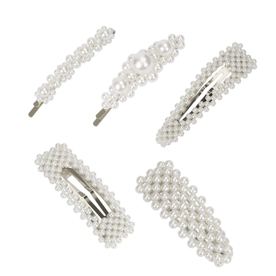 Fermaglio per Capelli Pearl Hair Barrettes Argento Capelli a Clip a (w4a) - Immagine 1 di 1