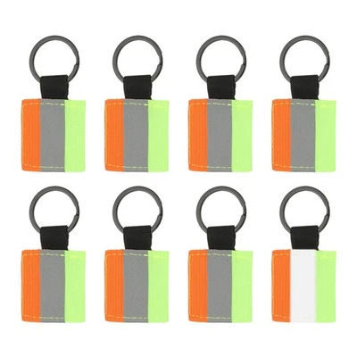 8 Pcs Reflective Keychain,Reflective Strips Safety Pendants,Green Orange - Imagen 1 de 4