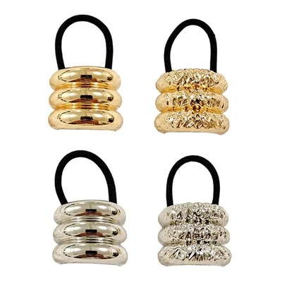 Soporte cola de caballo brazalete de pelo cuerda 4 piezas metal liso cabello crujiente moda simple∂ Foto 1 de 4