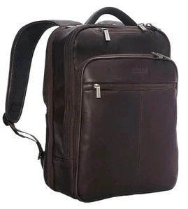 Kenneth Cole Reaction Genuine Leather Backpack 16" Laptop Brown Brand New - Picture 1 of 7